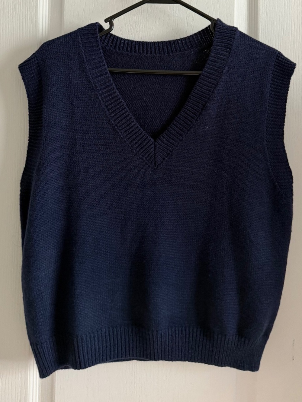 Navy Blue V Neck Knit Sweater Vest Dark Academia Sleeveless Top